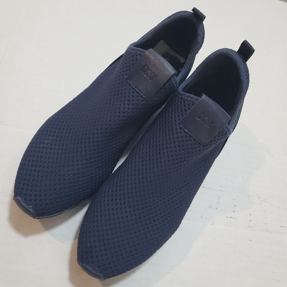 DKNY Womens Navy Blue Mesh Slip On Platform Sneakers Silver Logo Size 9.5 - Picture 4 of 10